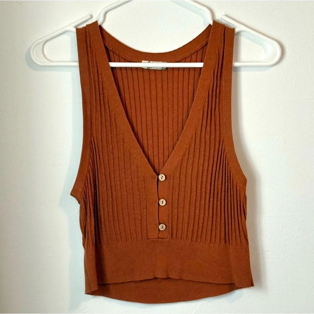 Intimately By Free People Saturday Morning Crop Top - Rust - Size S - Picture 1 of 5